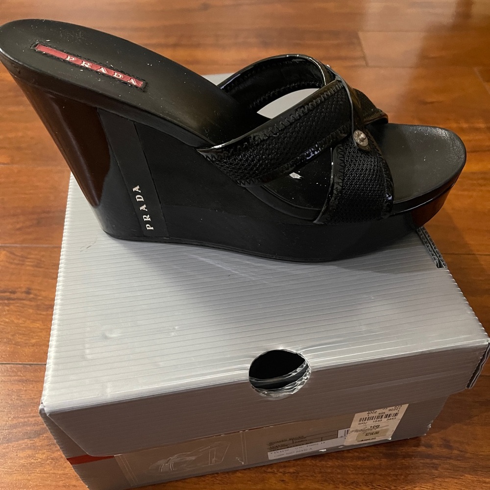 Prada Vintage Bike Patent wedge shoes(Authentic)